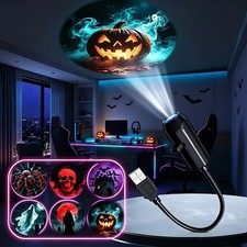 USB Halloween LED Projector Light 6 Patterns Portable Spooky Home Party Decor picture