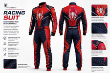 Web Racer F1 Suit | Red Blue Web Graphics, Motorsport Karting Gear picture