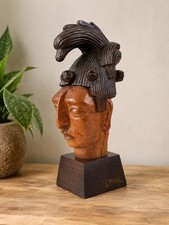 Vintage José Pinal Mayan Wood Sculpture Mérida Mexico picture