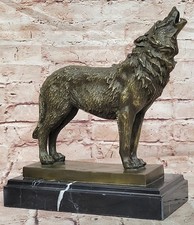 Genuine Bronze Sculpture of a Howling Wolf by Barye Hot Cast Figurine Statue picture