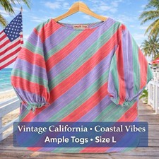 Vintage Ample Togs Vintage Coastal Bright Blouse Size XL picture