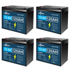 1/2/3/4 Pack 12V 120Ah LiFePO4 Lithium Battery, Deep Cycle, for RV Golf Cart Lot picture