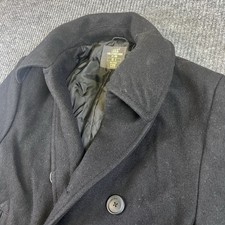 H&M L.O.G.G. Men's Wool Blend Peacoat Black Size Small Double Breasted Jacket picture