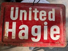 Vintage United Hagie Hybrid Seed Corn Metal Sign 12x18 Embossed Tin Agricultural picture