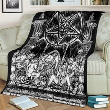 Skull Satanic Pentagram Demon Lust Shrine Blanket picture