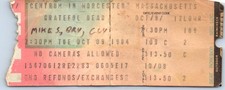 Grateful Dead Concert Ticket Stub October 9 1984 Worcester Massachusetts picture