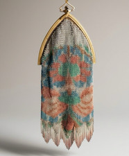 Antique 1920's Whiting & Davis Dresden Floral Mesh Handbag Flapper Purse picture