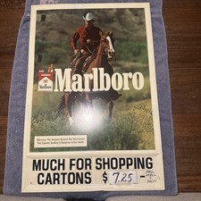 Marlboro Man 1980’s Large Metal Sign [34''x 23''] Vintage Tobacco Cigarettes  picture