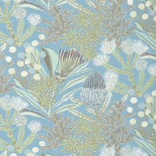 Thibaut Indoor Outdoor Fabric PROTEA PRINT F81766 Spa Blue SOLEIL *lot of pieces picture