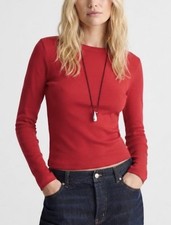 NWT$55 Madewell Long Sleeve Tee, Crew Neck 💯 Supima cotton, Red, M, Medium  picture