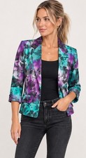 Pretty Rebellious Blazer M  Purple Teal Festival Lightweight Artsy Boho Jacket picture