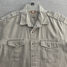 VTG Banana Republic Bush Shirt Mens Gray Epaulets Safari Utility Cotton Size L picture