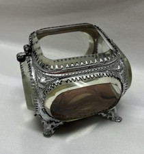 19th-Century French Napoleon III Jewelry Casket  Beveled Glass Panes READ picture