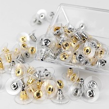 100 Pcs Metal Earring Clutch Jewelry Making Tools Back Stopper Backs with Pad picture