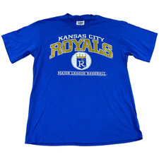 Vintage Kansas City Royals Shirt Men Large Blue Tee Y2K 2000 MLB Baseball Adult picture