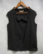 MARNI Black Cotton Sleeveless Tunic Blouse Cowl Bow Neckline Size 40 IT Italy picture