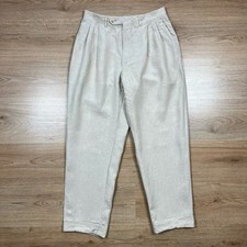 Vtg CELINE HOMME 100% Linen Pleated Trousers Pants Beige Made in Italy picture