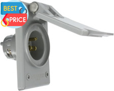 5278-CWP Straight Blade Flanged Male Power Inlet Receptacle, 15 A, 125 V, Nylon picture