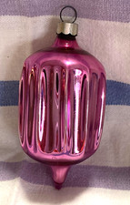 Vtg Christmas Ornament Pink Ribbed w/Pontil Gorgeous & Excellent Condition Heim? picture