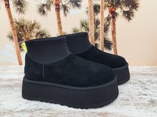 UGG Classic Mini Dipper Platform Black Boots Winter Snow Women's Size 7 NEW  picture