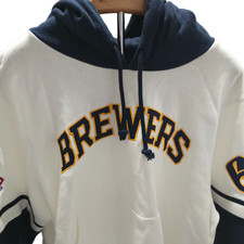 '47 Brand Women's Milwaukee Brewers Trifecta Shortstop Cropped Pullover Hoodie M picture