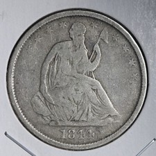 1844-O REV DIE CRACK Seated Liberty Silver Half Dollar CHOICE FINE E274 AHM picture