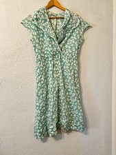 Vintage 1930's Womens Sz M/L Green Floral Day Dress Ruffle Collar Cotton Jacket picture