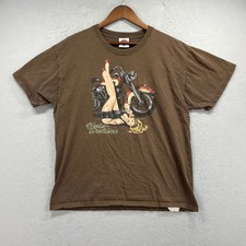 Harley Davidson T-Shirt Mens Large Brown Pinup Girl Victorville California Biker picture