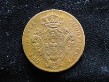 old world coin PORTUGAL Azores 10 reis 1865 KM14 Louis I (207) picture