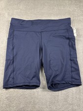 NWT Ideology Plus Size Women's Pull On Stretch Pocket Bike Shorts Navy 2X picture