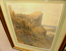 Fine antique 19th century watercolor landscape painting signed F Green 1873 picture