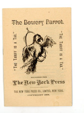 1888 Pamphlet Bowery Parrot New York Press Tariff not a Tax Republican Newspaper picture