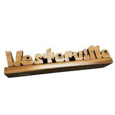 Vintage Solid Cherry Wood Westerville Desktop Name Sign Shelf Decor picture