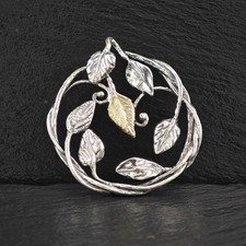 PZ Israel 14K Gold Accent Leaf Sterling Silver Pendant picture