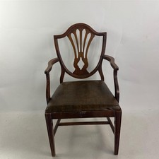 Antique 1902 English Hepplewhite Style Brown Cushioned Chair- Local Pickup Only picture