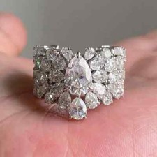 Elegant 925 Sterling Silver White Topaz Charms Wedding Engagement Ring Size 8 picture