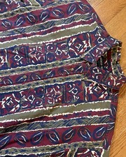American Blue Mens XL Abstract Tribal Geometric AOP Button Down Shirt USA Made picture