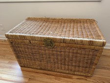 Vintage Chinoiserie Wicker Storage / Blanket Trunk Chest - Pier One Imports picture