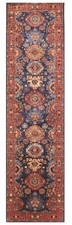 3x11 ft Navy Blue Afghan Hand knotted Wool Oriental Runner Rug picture