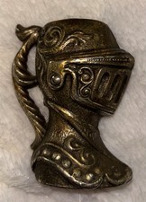 Rare Antique Brass Midieval Knight Helmet In Armor Candlestick Holder picture