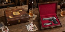 Kimber 1911 Indian RoseWood Presentation Gun Case- Brass works-Velvet Lined (23) picture