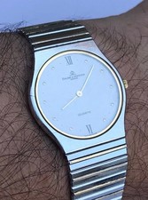 Vintage Baume & Mercier Genève Slim Dress 18K Gold & Steel Mid Size 30mm Boxed picture