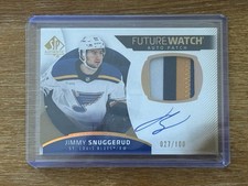 2025-26 SP AUTHENTIC JIMMY SNUGGERUD #27/100 FUTURE WATCH PATCH AUTO RPA BLUES picture