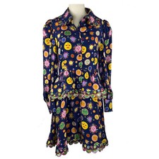 Celia B Titania Dress Sun Moon Long Sleeve Navy Blue Womens Dress S NWT picture