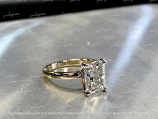 Radiant Lab-Created Diamond Women Wedding/Engagement Ring 14K Yellow Gold Plate picture