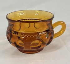 Vtg Indiana Amber Glass Thumbprint King's Crown Tea Cup Punch Coffee Mug Replace picture