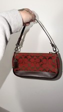Vintage Coach 6094 Signature Demi Pouch Red Brown Y2K Shoulder Bag picture