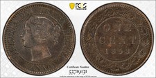 RARE 1858 Canada One Cent Broken Vine picture