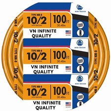 Solid Indoor 10/2 W/G NMB Cable Non-Metallic Residential Indoor Wire 100ft picture