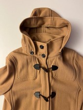 Vintage 80s Eddie Bauer Camel Wool Hooded Toggle Coat Tall Large picture